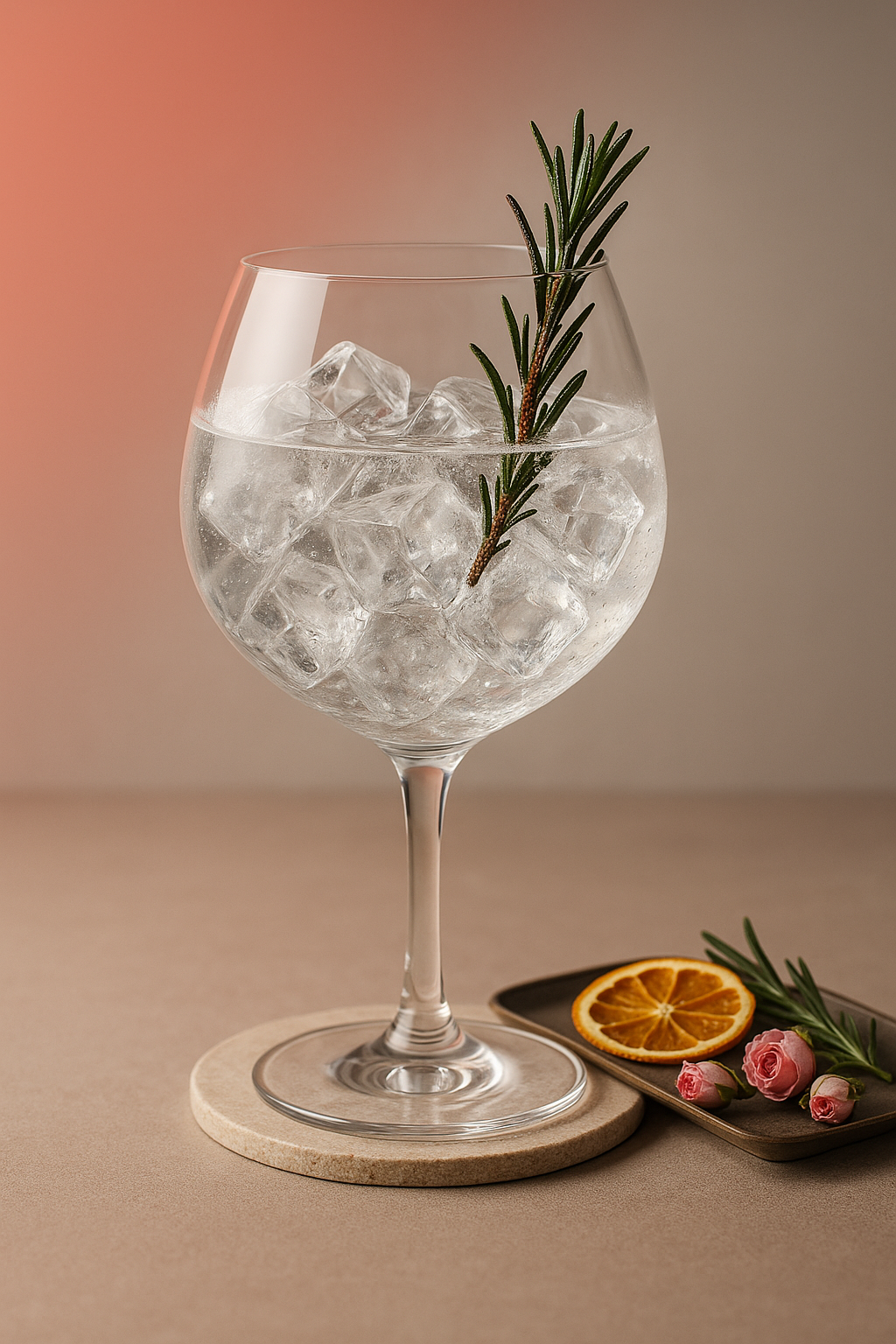 Audemus Fractal 2.0 Gin servi avec Fever-Tree Elderflower Tonic Water, agrémenté de lightly singed rosemary sprig