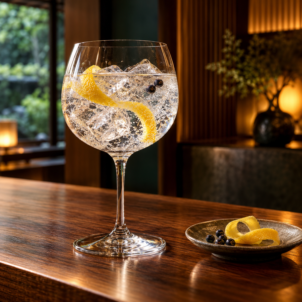 THE HERBALIST YASO GIN EXTRA HERB served with Fentimans Herbal Tonic Water, garnished with Long lemon twist