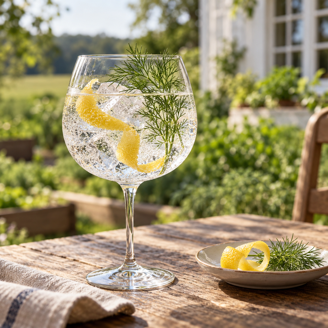 Solveig Anna's Garden Gin servi avec Fentimans Herbal Tonic Water, agrémenté de brin d'aneth frais et zeste de citron