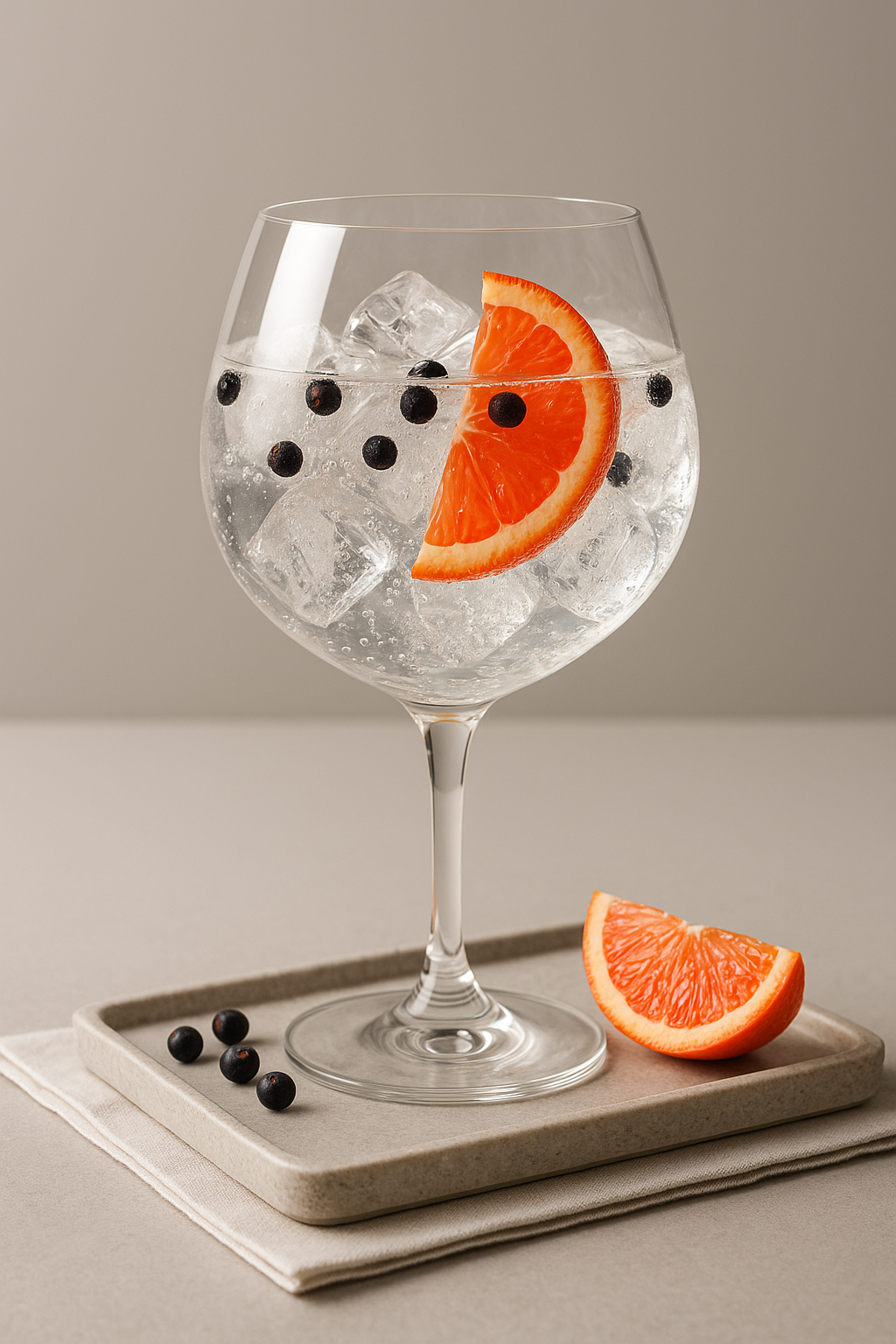 Belgium Gin Nr 10 Red Edition servi avec Schweppes Premium Mixer Ginger & Cardamom Tonic, agrémenté de thin slice of fresh orange et juniper berries