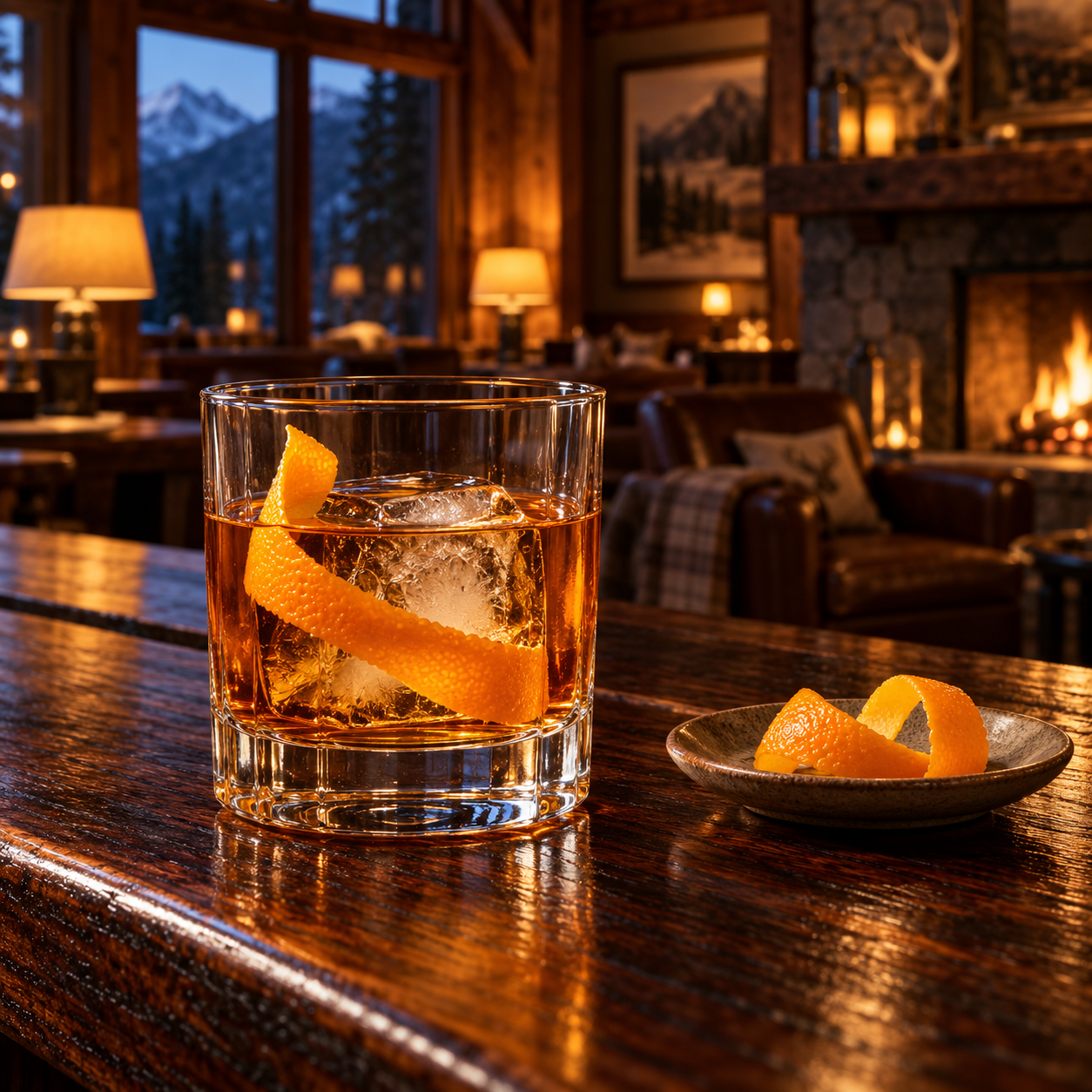 Wild Life Barrel-Aged Gin served, garnished with Orange twist