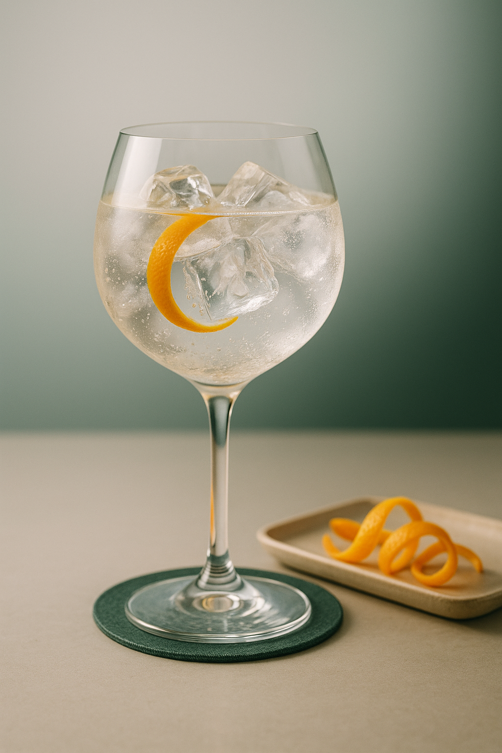 Bickens Gin servi avec Fentimans Valencian Orange Tonic Water, agrémenté de Thin twist of sweet orange peel