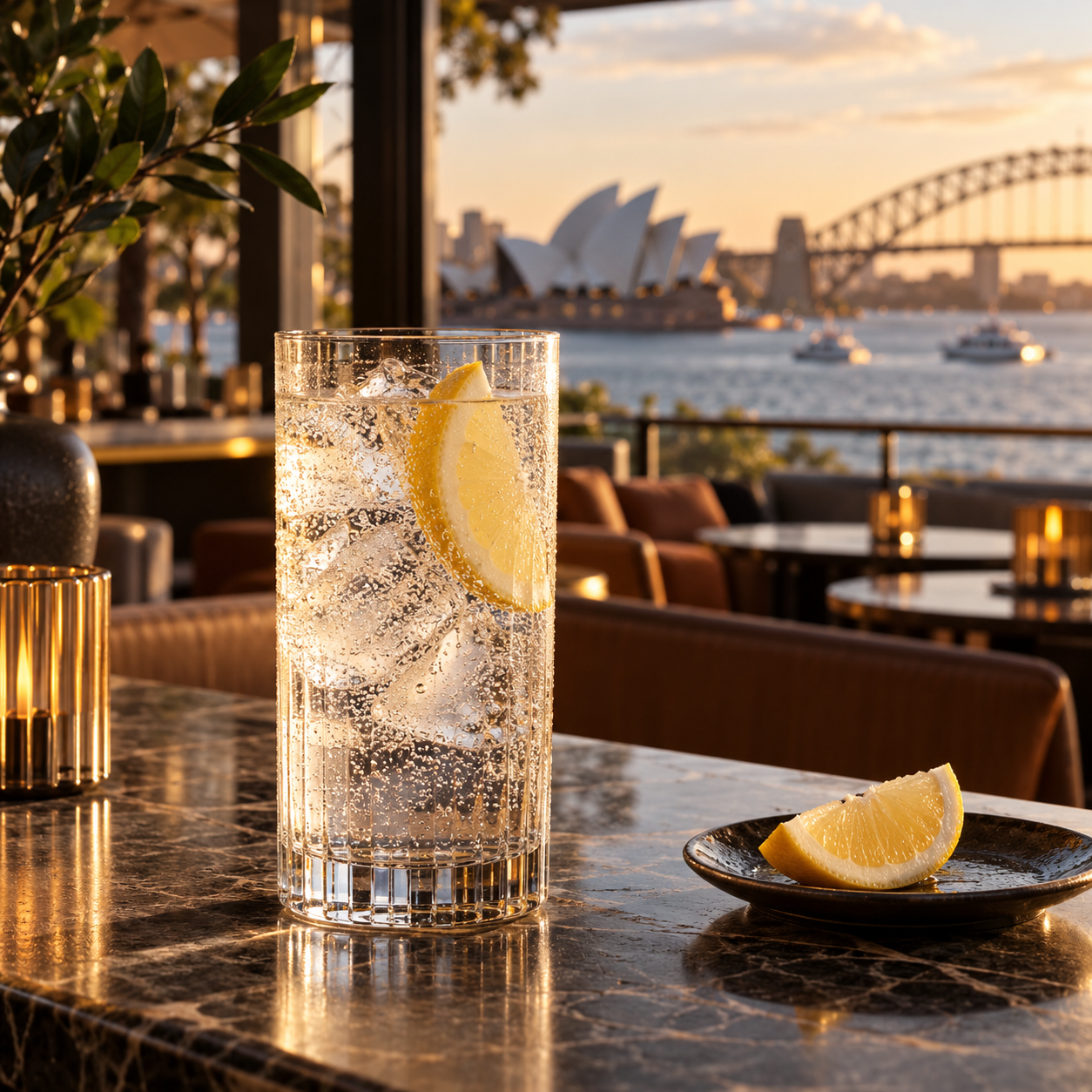 Blackwattle Dry Sydney Gin served with Thomas Henry Classic Premium Indian Style Tonic Water, garnished with Lemon Wedge