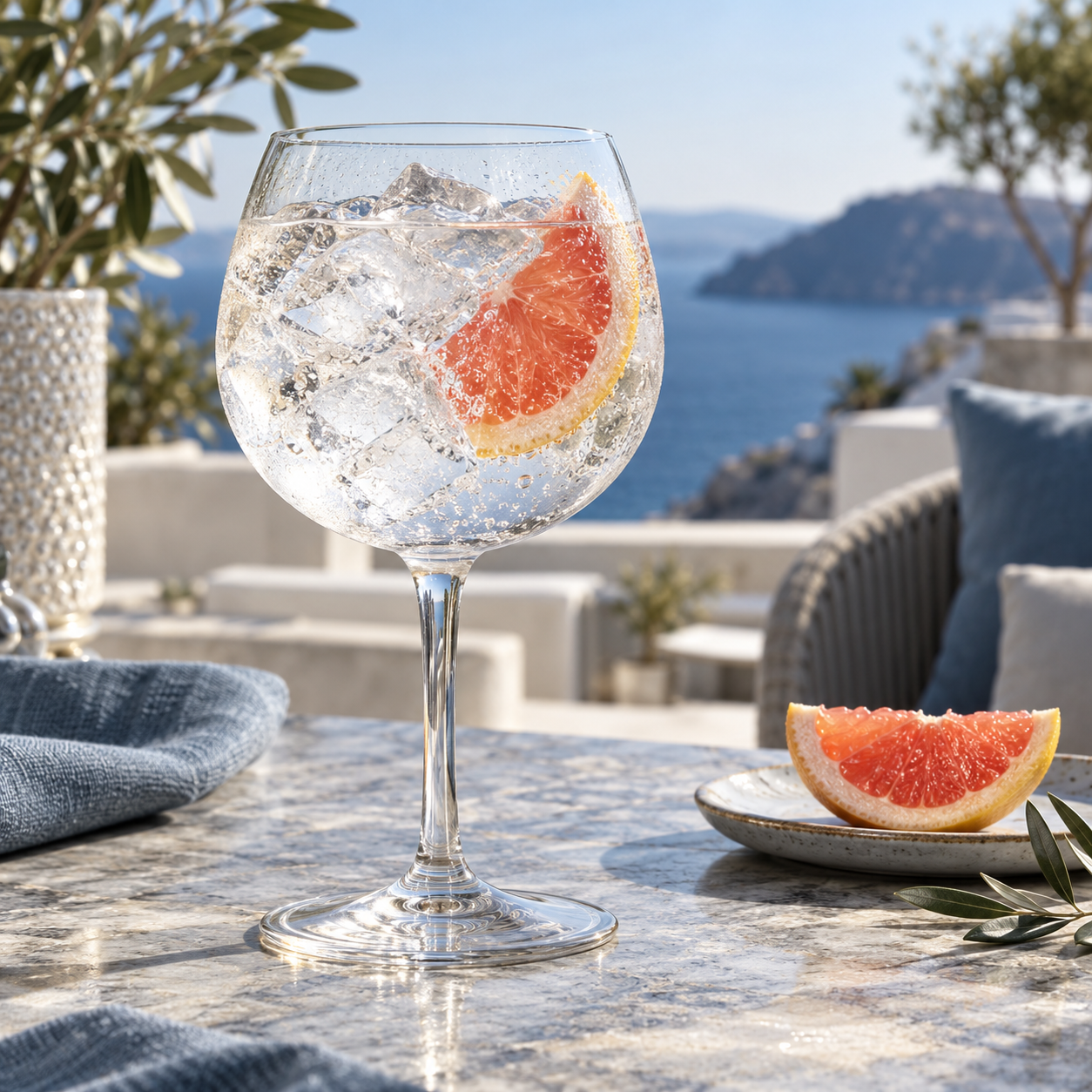 Junimperium Yuzu Edition Gin served with Fever-Tree Refreshingly Light Indian Tonic Water, garnished with Grapefruit Wedge