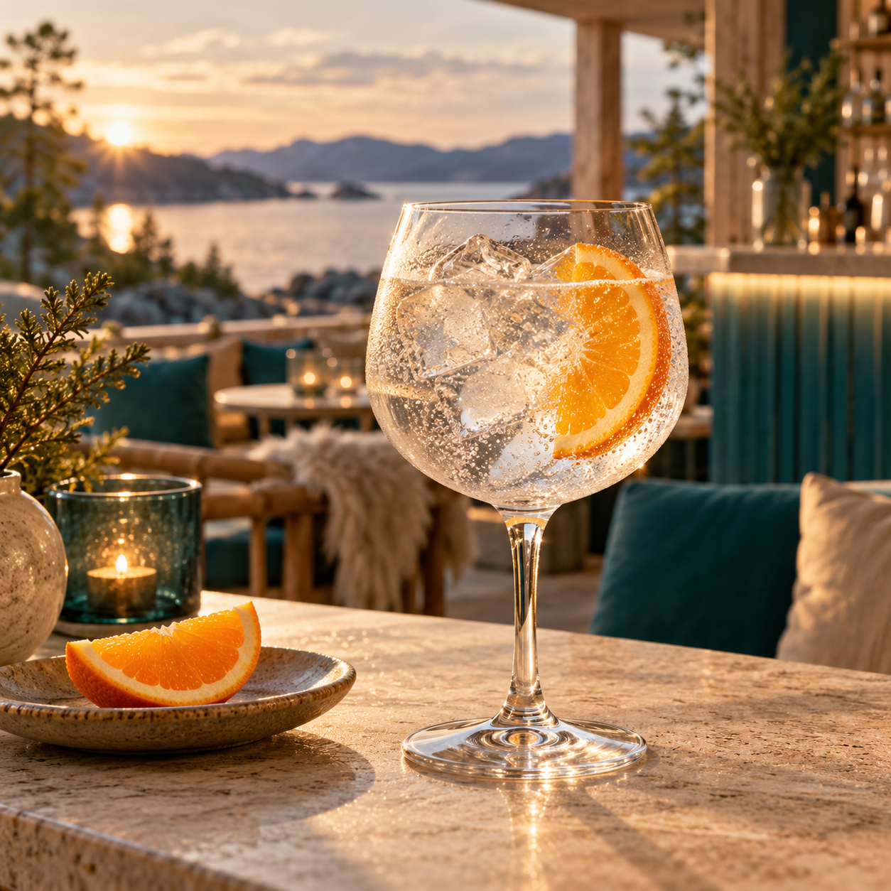 TOHI Cloudberry Mist Nordic Dry Gin servi avec Fentimans Premium Indian Tonic Water, agrémenté de orange tranche