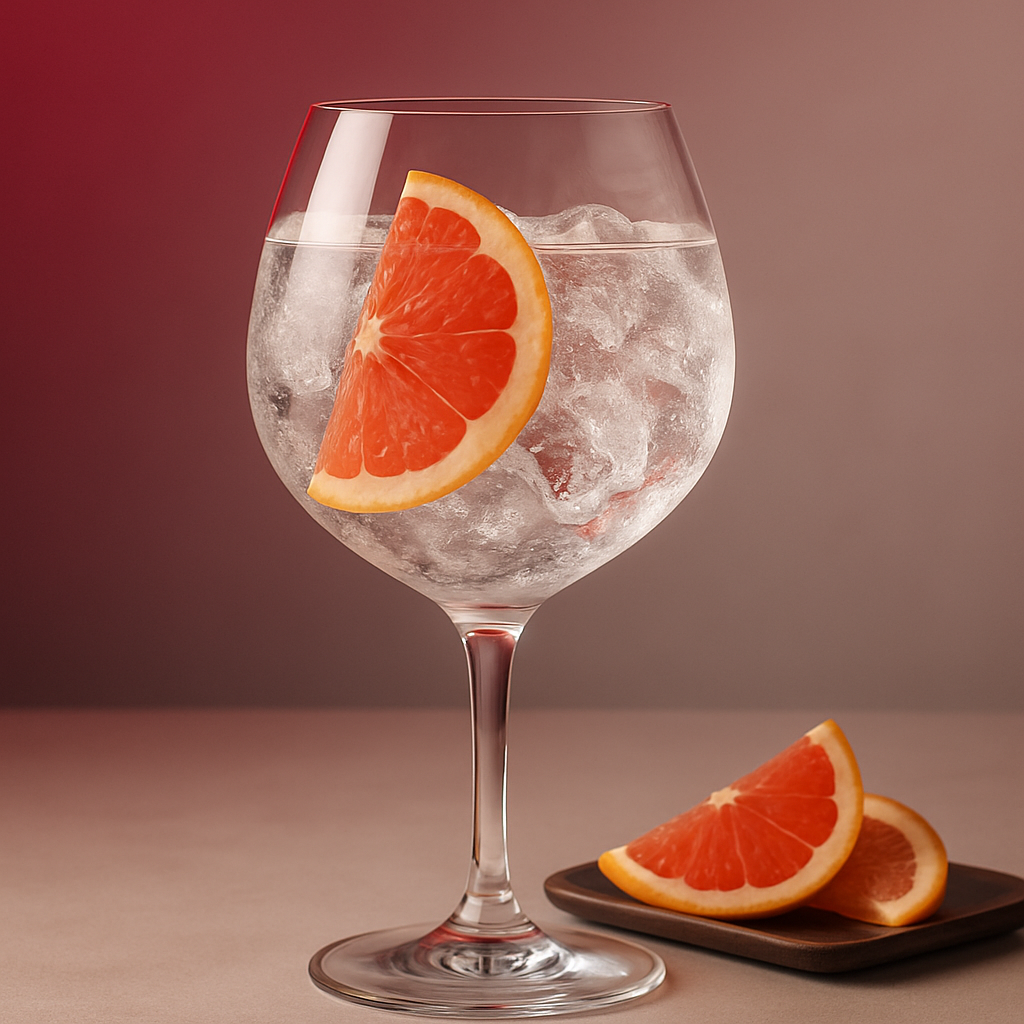 BUSS N°509 Pink Grapefruit servi avec Thomas Henry Pink Grapefruit, agrémenté de Thin slice of fresh pink grapefruit