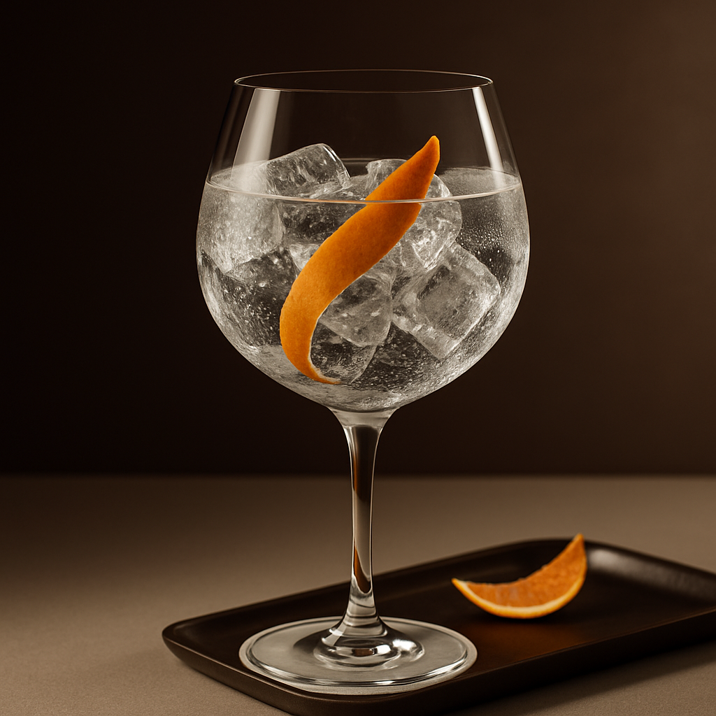 Cosmo - Aux Dry Gin served with Fentimans Connoisseurs Tonic Water, garnished with thin slice of grapefruit peel