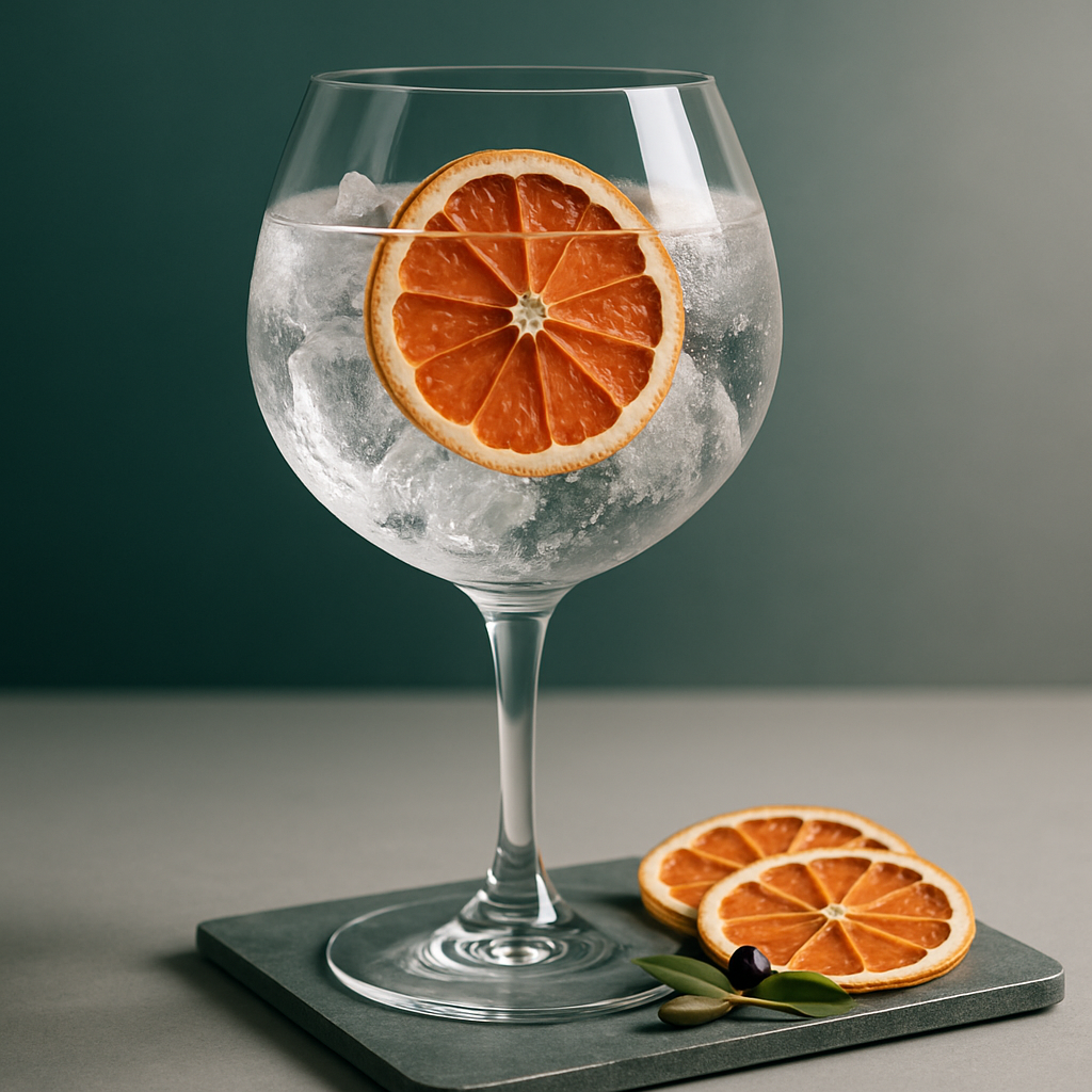 Crosscut Distillery Local Harvest Gin served with The London Essence Company Original Indian Tonic Water, garnished with dehydrated grapefruit wheel