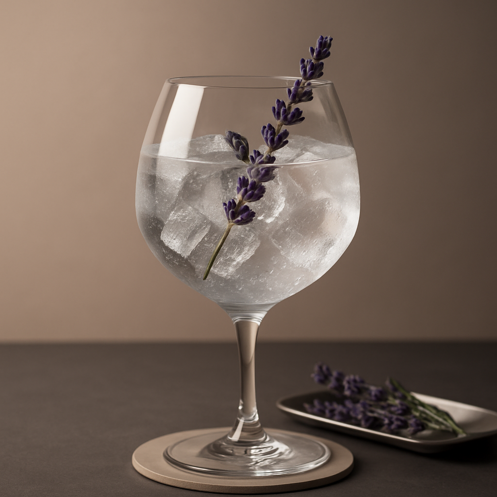 Filliers Dry Gin 28 Tribute servi avec Schweppes Premium Mixer Orange Blossom & Lavender Tonic, agrémenté de Fresh lavender sprig, lightly bruised