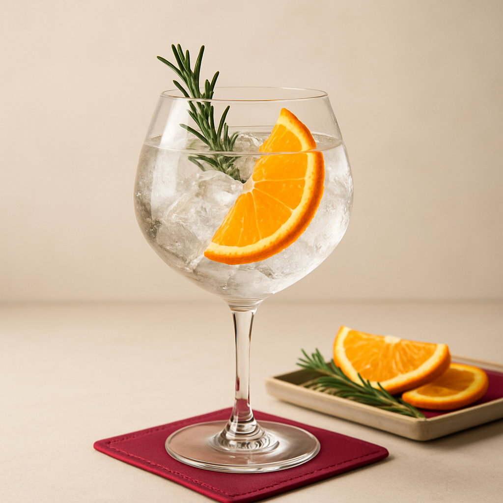 Jodhpur Spicy served with East Imperial Yuzu Tonic, garnished with Orange Slice and Fresh Rosemary Sprig
