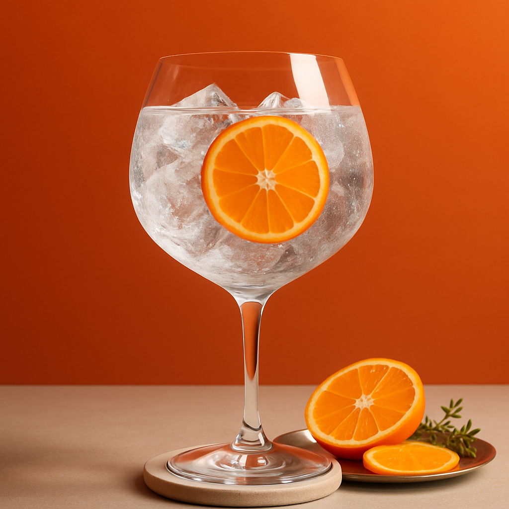 Ginato Clementino Gin servi avec Fever-Tree Mediterranean Tonic Water, agrémenté de Fresh clementine wheel