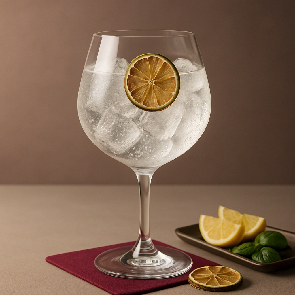 Ginneke'Tiche servi avec Fever-Tree Mediterranean Tonic Water, agrémenté de thin slice of dehydrated lime
