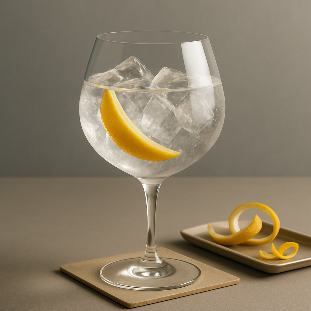 KI NO TOU served with East Imperial Yuzu Tonic, garnished with Thin slice of fresh yuzu peel