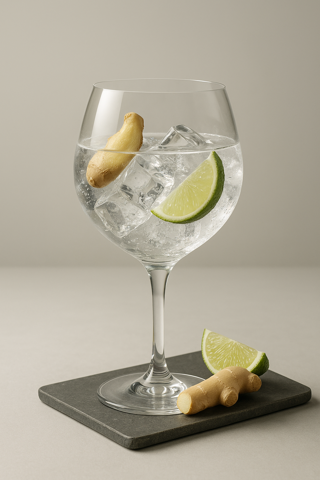 Liverpool Organic Lemongrass & Ginger Gin servi avec Lamb & Watt Original Tonic, agrémenté de Lime et Ginger