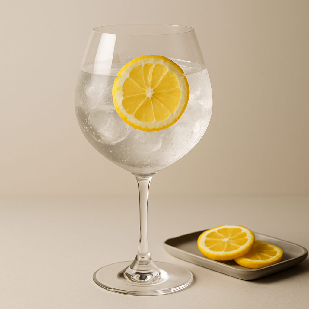 Kumano Gin served with East Imperial Yuzu Tonic, garnished with thin slice of fresh yuzu