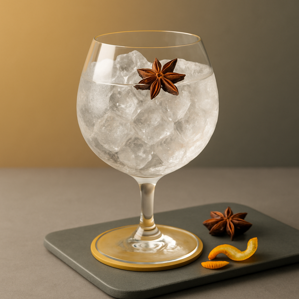 Madlord served with Fentimans Premium Indian Tonic Water, garnished with lightly toasted star anise pod
