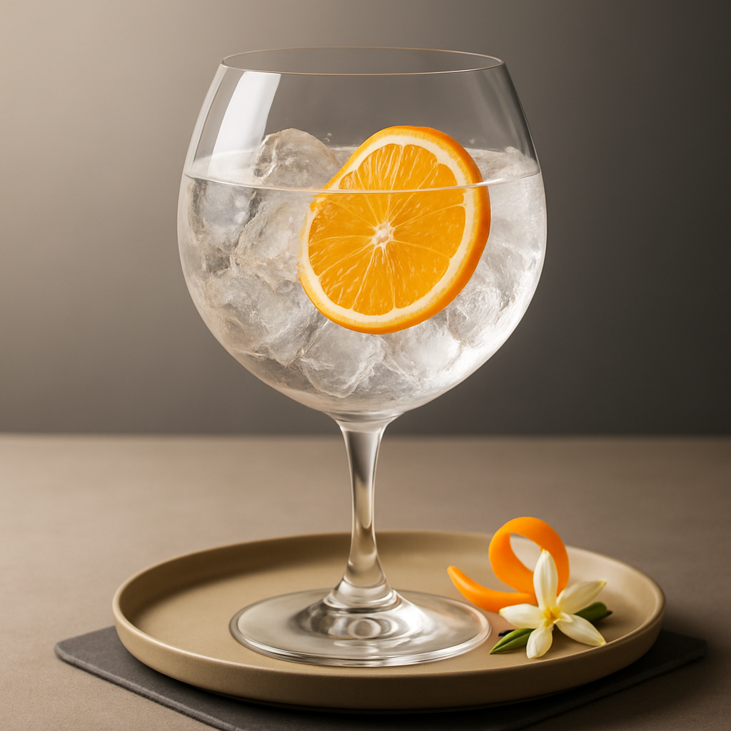 Marula Gin served with Schweppes Premium Mixer Orange Blossom & Lavender Tonic, garnished with Thin slice of fresh orange