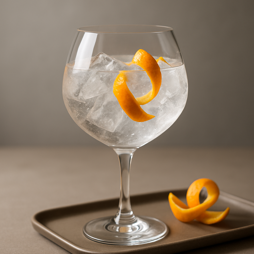 Normindia Gin Sloe servi avec Fentimans Connoisseurs Tonic Water, agrémenté de Orange peel twist