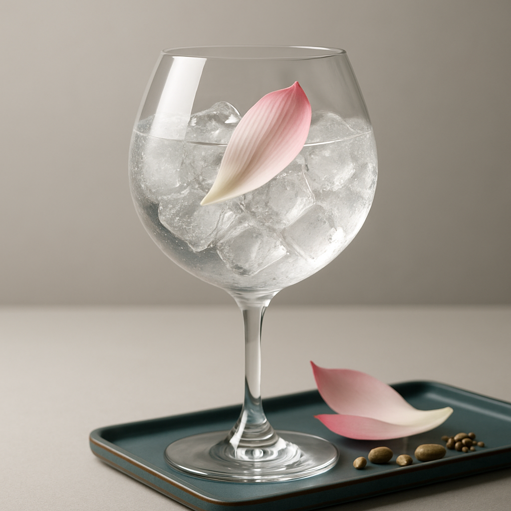 Owl Man Macau Gin - Special Edition served with East Imperial Burma Tonic Water, garnished with fresh lotus flower petal