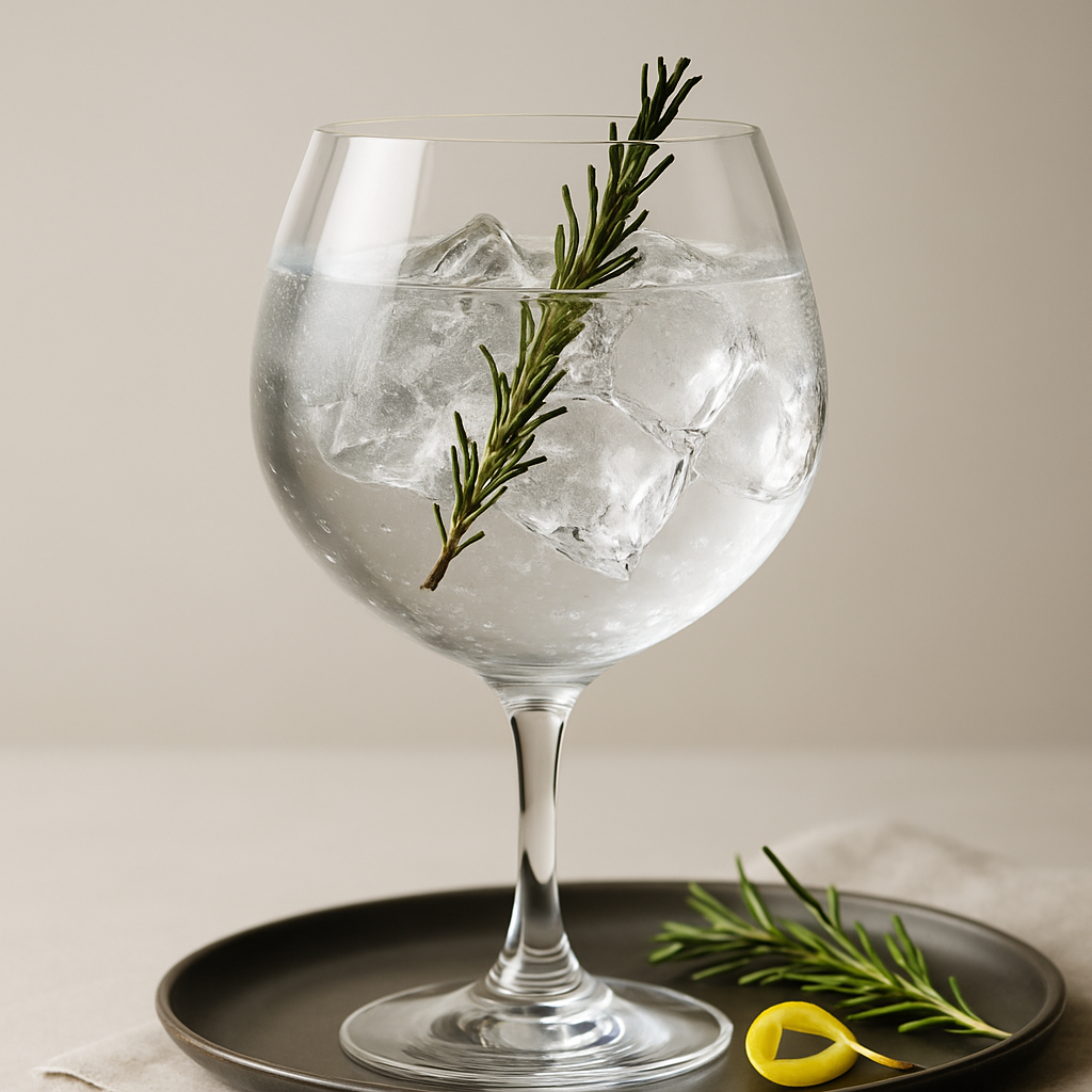 Sanglier Le Gin Des Ardennes servi avec Fever-Tree Mediterranean Tonic Water, agrémenté de lightly singed rosemary sprig