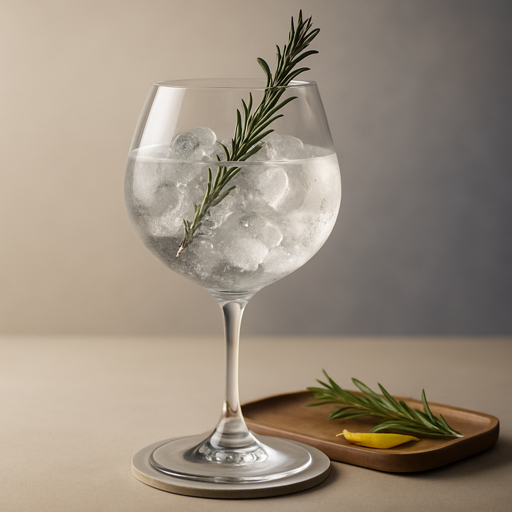 Tanneke Gin servi avec Thomas Henry Tonic Water, agrémenté de lightly singed rosemary sprig