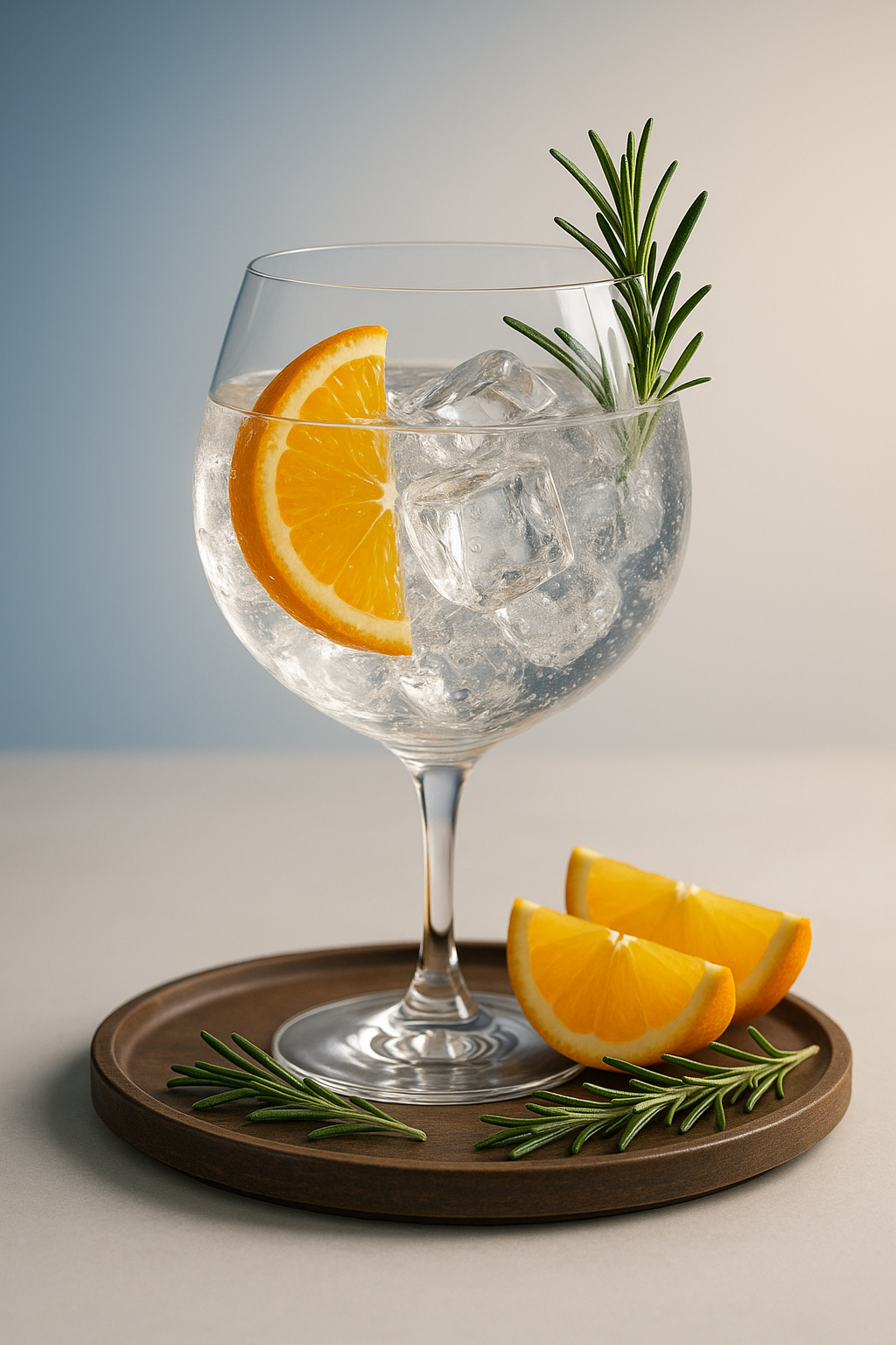 Jodhpur London Dry Gin servi avec Fever-Tree Indian Tonic Water, agrémenté de Orange Slice et Rosemary Sprig