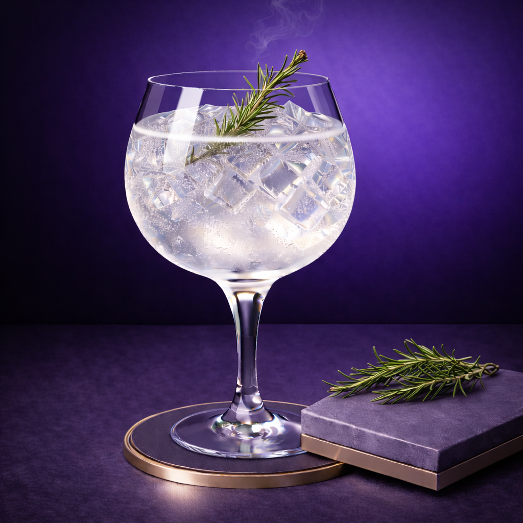 Bleu de Limoges served with Fever-Tree Mediterranean Tonic Water, garnished with lightly singed rosemary sprig