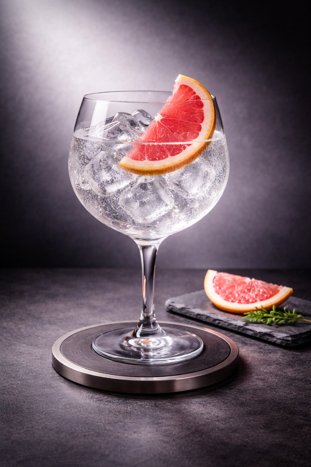 Agnes Arber Premium Gin servi avec Fever-Tree Mediterranean Tonic Water, agrémenté de Thin slice of pink grapefruit