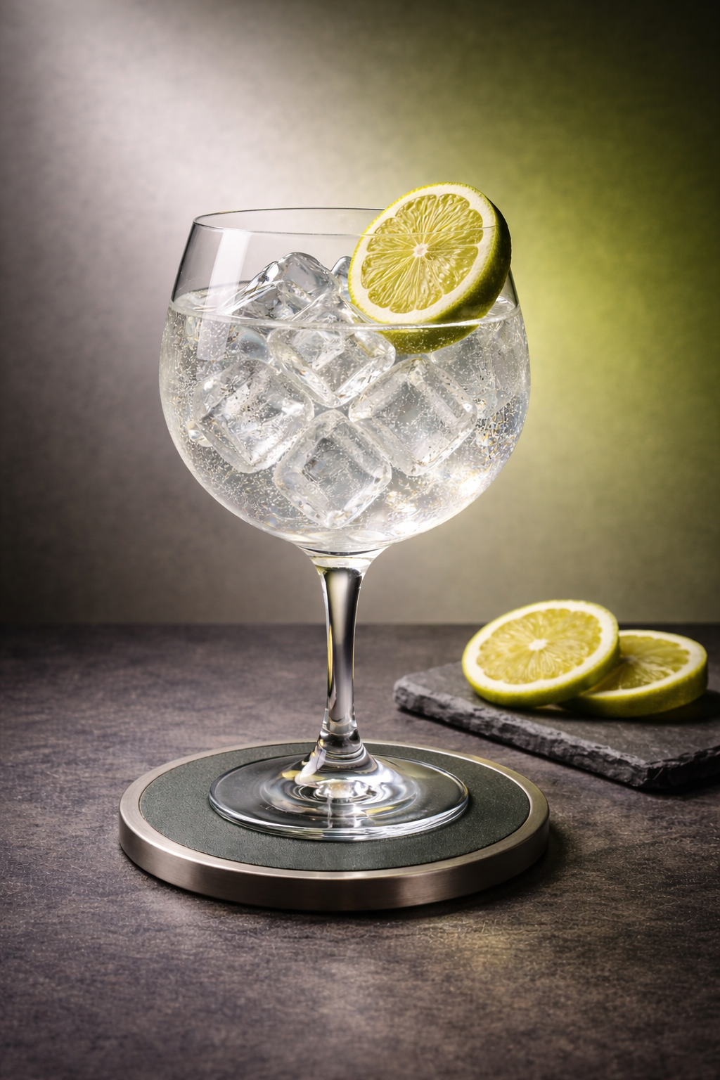 Mi Gin Original Bio served with Schweppes Premium Tonic Water, garnished with Thin slice of fresh bergamot