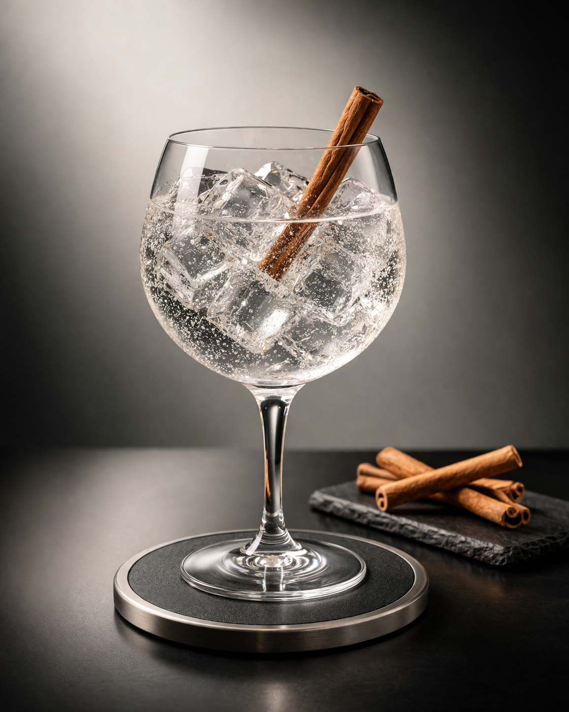 Mi Gin Spicy Bio served with Fever-Tree Ginger Ale, garnished with cinnamon stick