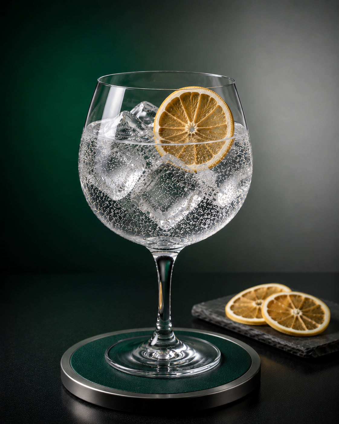 Kapriol Dry Gin served with Fentimans Herbal Tonic Water, garnished with dehydrated lemon wheel