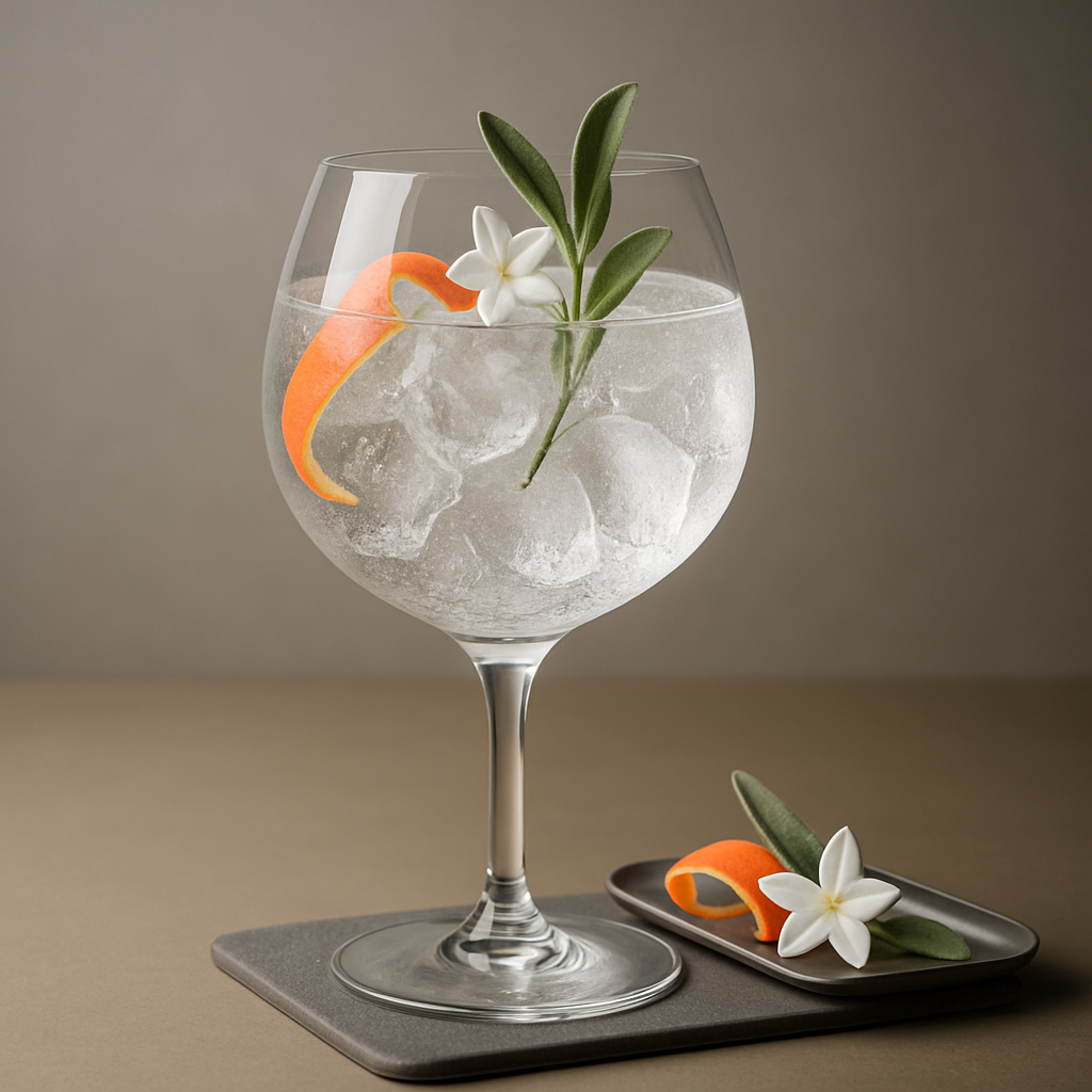 Panda Gin Limited Edition 2025 served with East Imperial Yuzu Tonic, garnished with Jasmine Flower and Grapefruit Peel