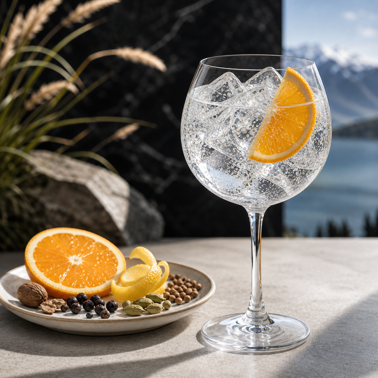 Scapegrace Classic Gin served with East Imperial Burma Tonic Water, garnished with thin slice of fresh orange