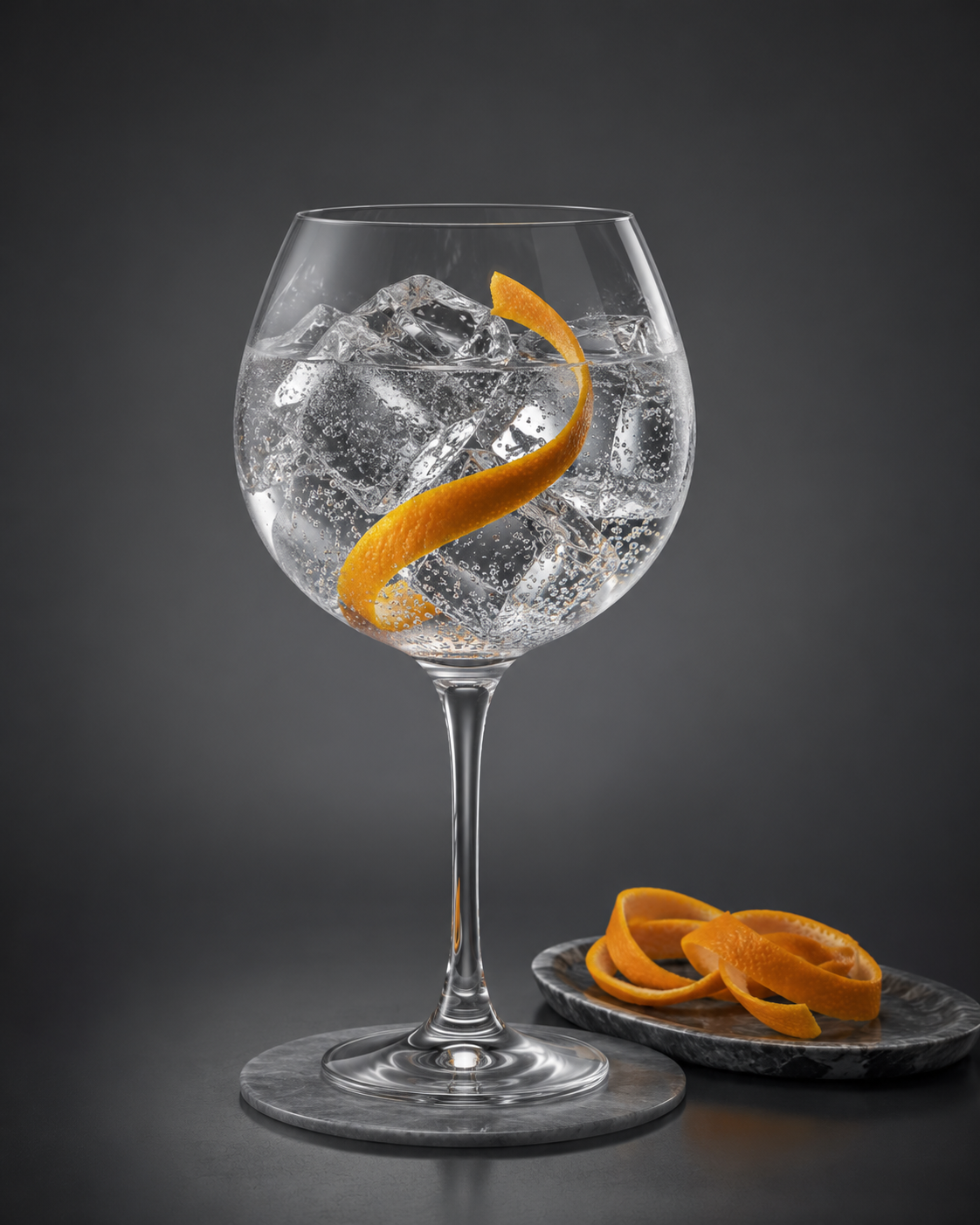 Gin d'Arche servi avec Fever-Tree Mediterranean Tonic Water, agrémenté de Thin twist of orange peel