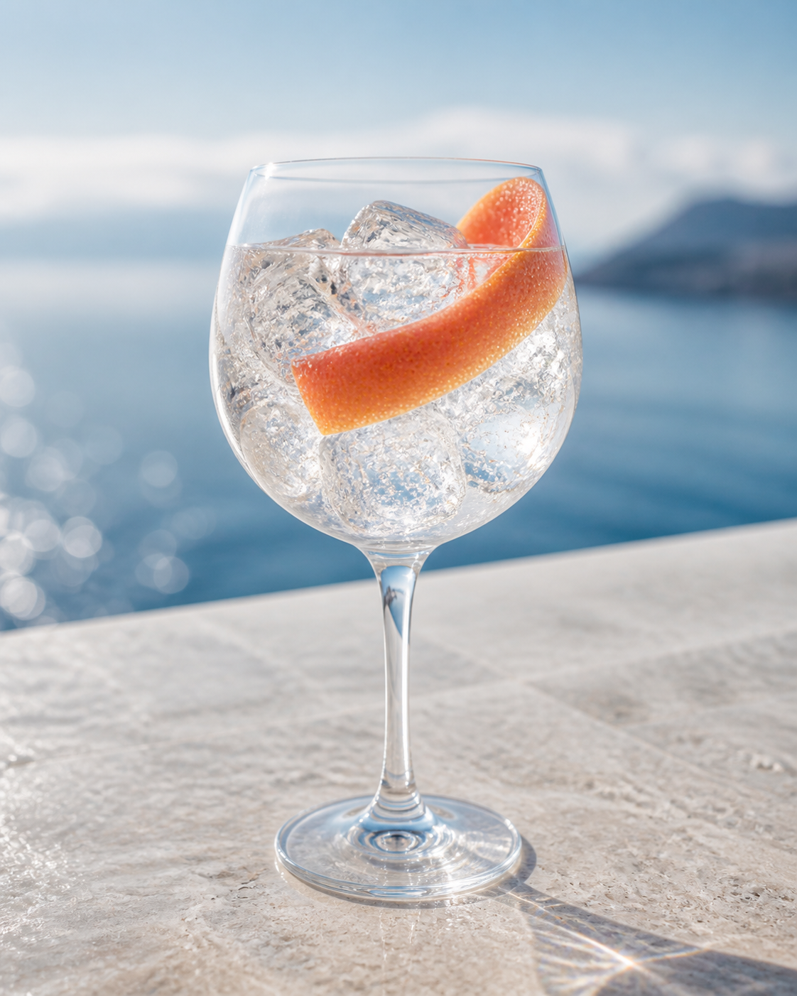 Isle of Harris Gin served with Fever-Tree Mediterranean Tonic Water, garnished with grapefruit twist