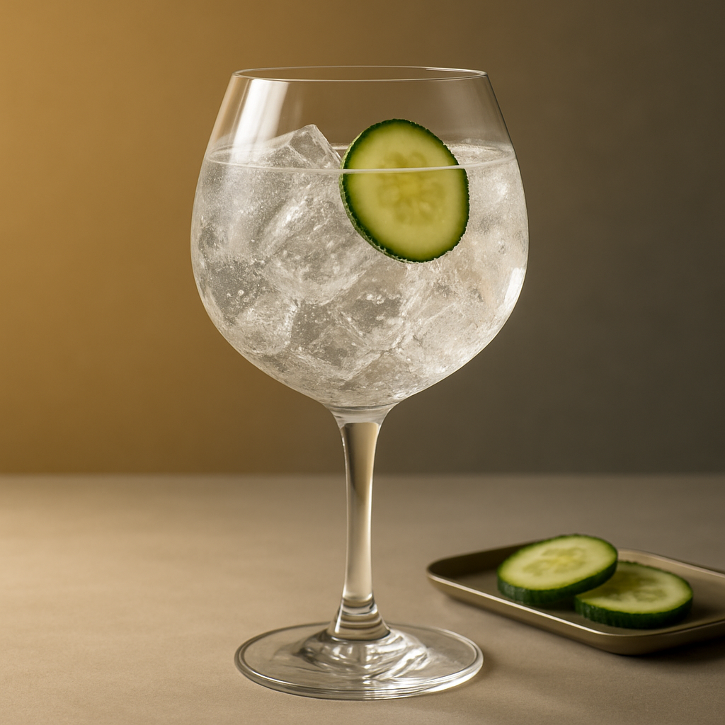 Hendrick's Oasium servi avec Thomas Henry Tonic Water, agrémenté de Cucumber Slice