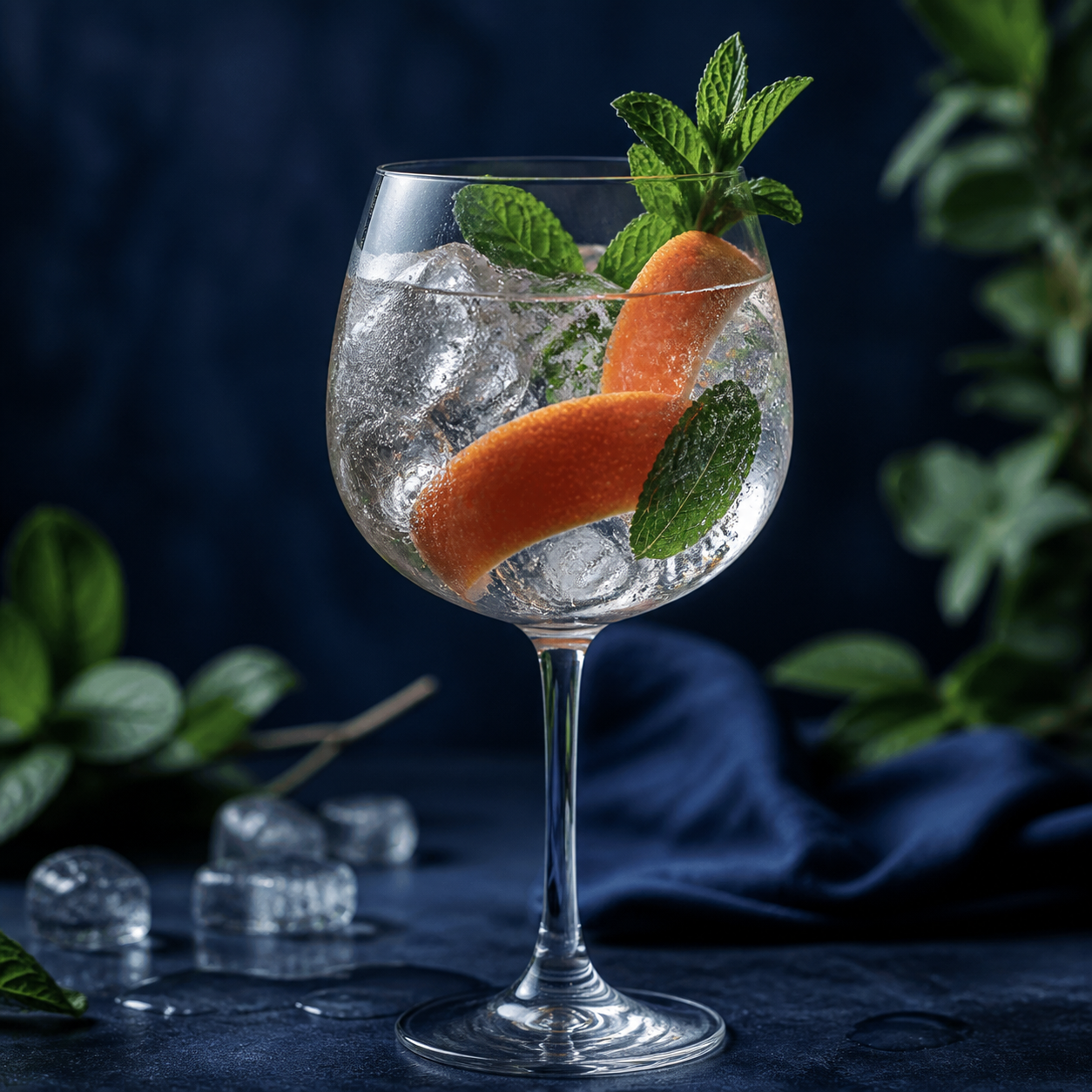 Forthave Spirits Blue Gin served with Fever-Tree Indian Tonic Water, garnished with Grapefruit
