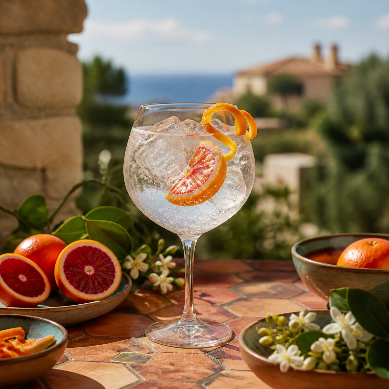 Gin Eva La Vermella servi avec Fever-Tree Indian Tonic Water, agrémenté de Red juniper