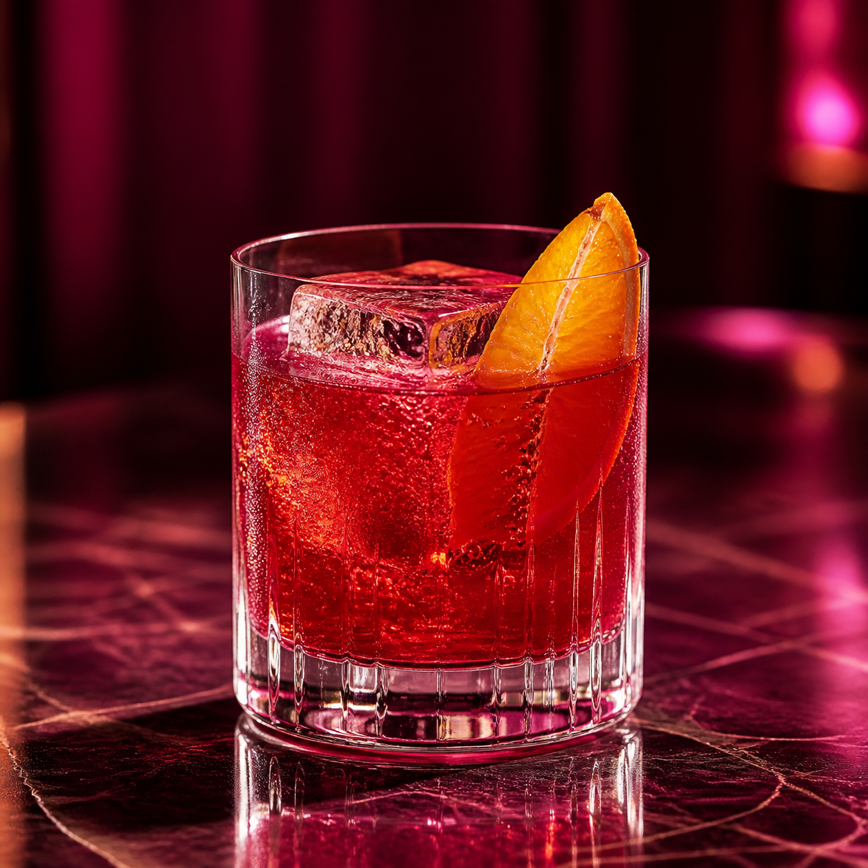 Four Pillars Bloody Pinot Noir Gin 2025 servi avec Soda water, agrémenté de orange wedge
