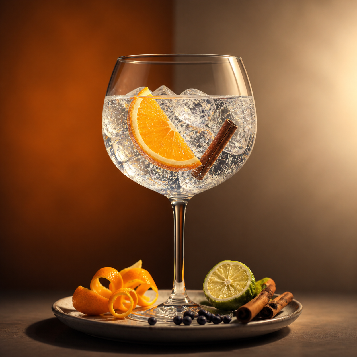 Sipsmith Zesty Orange Gin served with Fever-Tree Indian Tonic Water, garnished with Fresh orange wedge