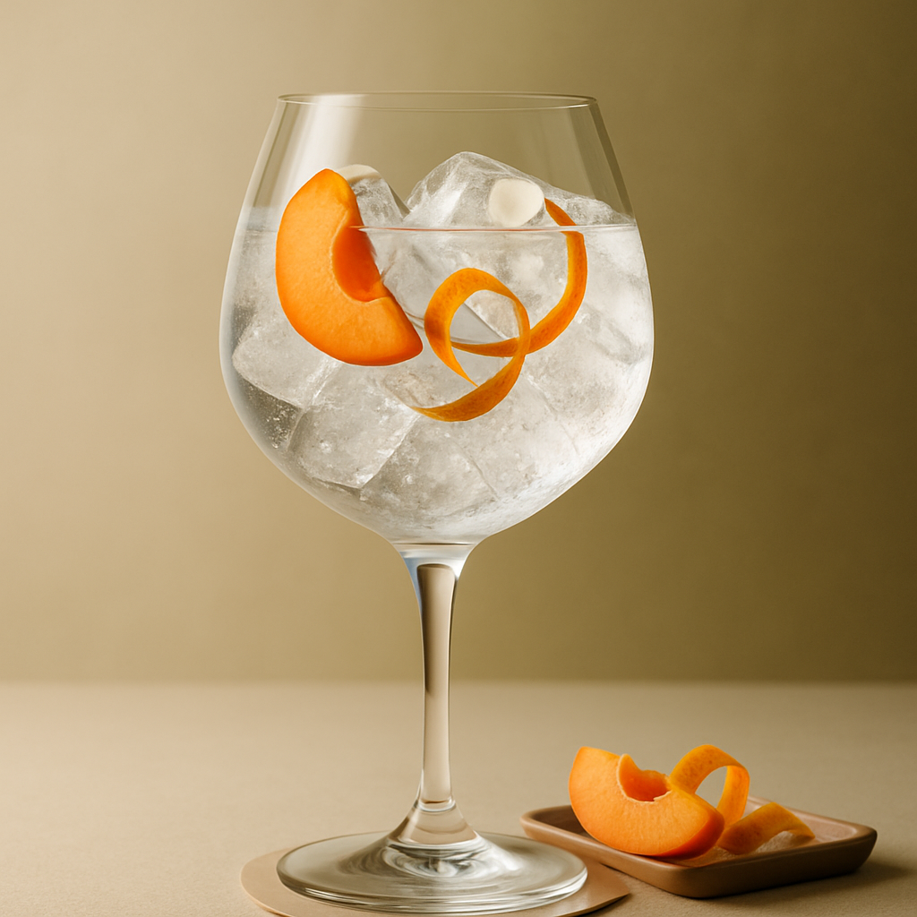 Melifera Édition Évasion servi avec Thomas Henry Mediterranean Tonic Water, agrémenté de Orange peel twist et Fresh apricot slice