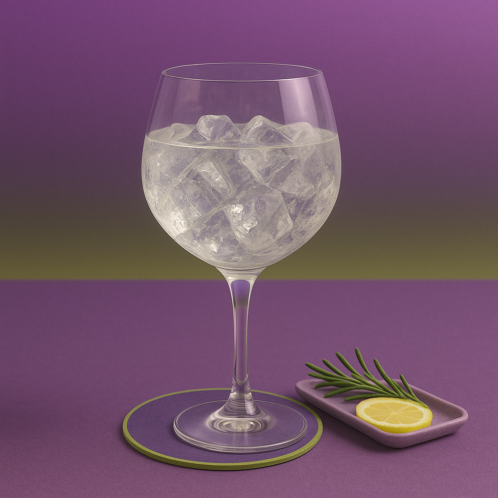 Vording's Gin served with 1724 Tonic Water, garnished with thin slice of dehydrated orange